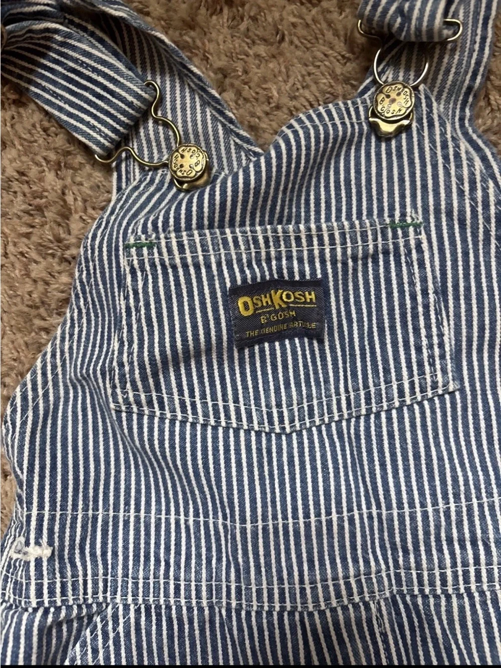 Striped Blue Denim Overalls - Classic Workwear Style OshKosh